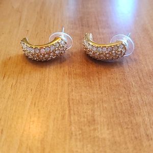 Gold filled with diamond like rhinestones earrings